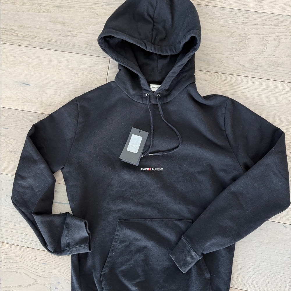 Saint Laurent Logo Printed Drawstring Hoodie Size… - image 4